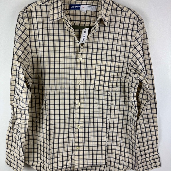Old Navy Everyday Shirt NWT Mens Size M Blue/cream Plaid Long Sleeve - Picture 14 of 16